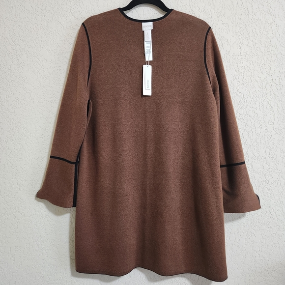 Chico's Black & Brown Open Front Longline Reversible Cardigan Size 3 Petite NWT - Picture 3 of 9